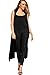 WearAll Women's Sleeveless Maxi Long Length Boyfriend Cardigan Collar Long Floaty Duster Jacket Coat Blazer Waistcoat - Black - 8-10