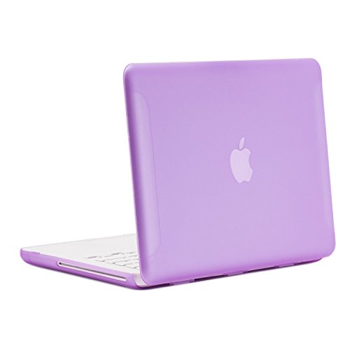 TOP CASE - Rubberized Hard Case for 13-Inch Macbook White A1342 Bundle with Sleeve Bag,Silicone Keyboard Cover,LCD HD Clear Screen Protector and TopCase Mouse Pad - Purple