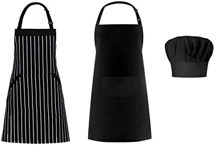 Kitchen Apron and Chef Hat set Extra Long Ties