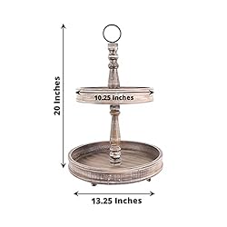 Efavormart 20" Rustic Brown 2-Tier Wooden Serving