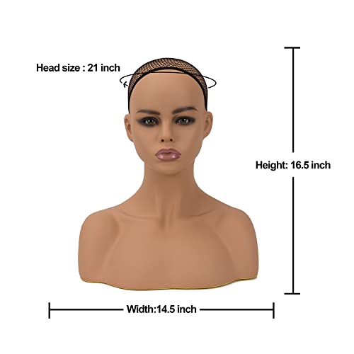 L7 Mannequin Realistic Mannequin Head Bust Wig Head Stand for Wigs Making Styling Wig Cap