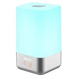 Tecboss Bedside Lamp Wake Up Light W Sunrise Simulation Alarm Clock, 5 Natural Sounds, Touch Control Color Change Dimmable LED Night Light