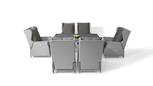 talfa Gartenmöbel Dining Set in Grau satiniert Chesta 6, eckig – Bild 5