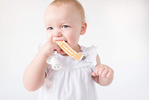 BooginHead Baby Newborn PaciGrip Food Grade Safe Silicone Pacifier Clip, Holder, Toy, Teether, Soothie, Universal Loop, Orange Bubbles