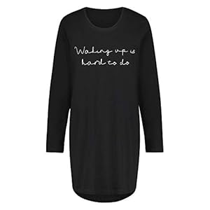 Dames ronde hals nachthemd lange mouw