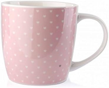 Set of 4 Mugs in Hearts Pattern in Pink & White HTPG9517