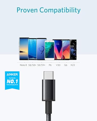 Anker Cable [2 Pack, 10FT], USB A to USB C Cable for Samsung Galaxy S10 S10+, LG V30, Beats Fit Pro and More (Black)