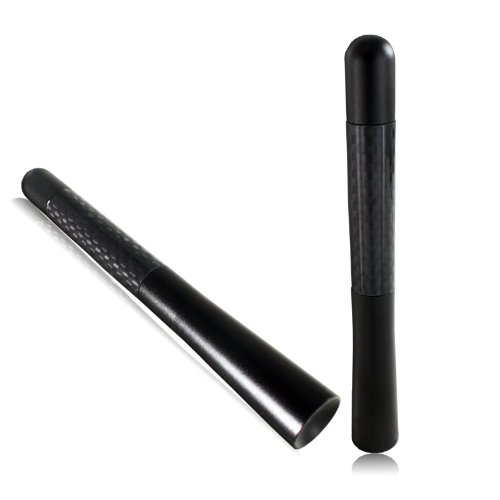 Universal JDM 4.3" Carbon Fiber Polished Black Aluminum Screw-On Short Antenna