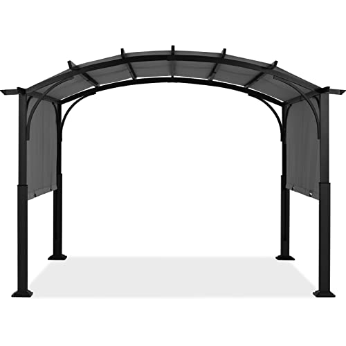 ABCCANOPY Arched Pergola 10'x12' with Retractable Sun Shade, Dary Gray image 26