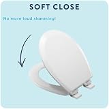 Croydex Carron Wooden Soft Close Toilet Seat White Oval Adjustable Hinges view 2