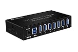 GEKRY USB 3.0 Hub, Metal Case Mountable 7-Port Powered USB Hub 3.0 with 12V/3A Power Adapter-Type A