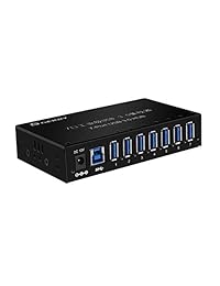 USB 3.0 Hub, carcasa de metal 7 puertos USB 3.0 Hub con 12 V 3 A adaptador de alimentación y 3.3 ft USB 3.0 Cable Type a