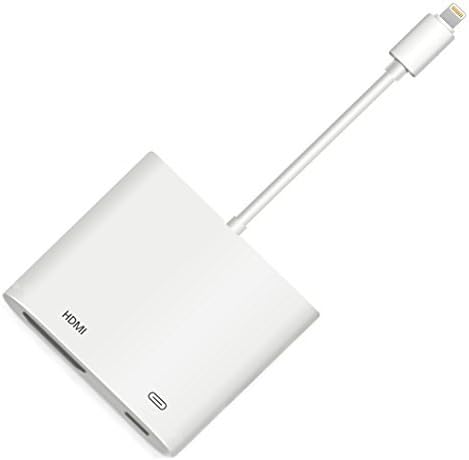 Lighting to HDMI, Lighting to HDMI Adapter, Lightning Digital AV Adapter, with Lightning Charging Port, Compatible iPhone, iPad, iPod Touch, for HD TV Monitor Projector 1080P