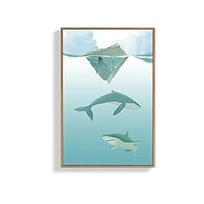 Nordic Whale And Shark - Framed Canvas