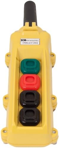 KH Industries CPH04-A1C-000A 4 Push Buttons Pendant Control Switch, Momentary On/Off, Single Speed