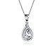 Bride AAA Cubic Zirconia Traditional Classic Bridal Large CZ Teardrop Solitaire Pendant Necklace For Wedding Women .925 Sterling Silver