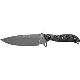 Tops Knives Silent Hero Fixed Blade Knife 6.38in, 1095 Steel, Black Micarta | Made in USA with Rocky Mountain Tread and control-focused finger choil and 6.38-inch class blade for game processing