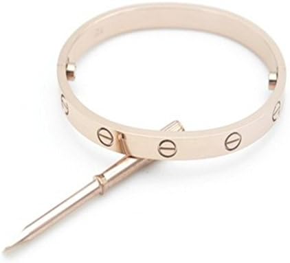 Luxury Official Celebrity Shine Love Screw Bangles Bracelets with Screwdriver for Women and Men (Rose Gold-19cm)