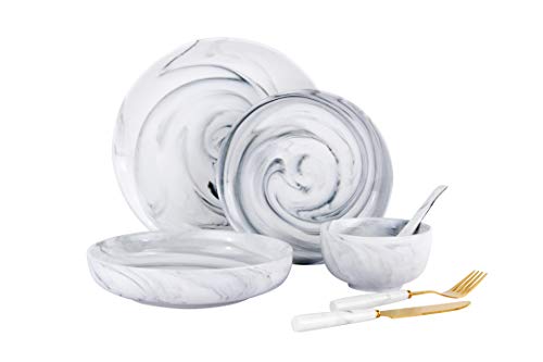 image for CERSIA 24-Piece Stoneware Marble Modern Dinnerware Set, Service for 4,