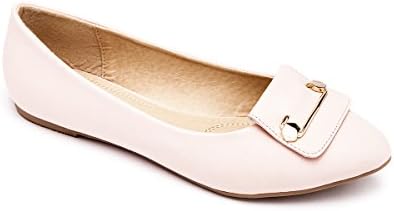 MACHI Womens MILKI-3 Pink PU Ballerina Safety Pin Embellished Flat 8