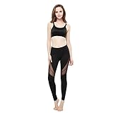 JOYMODE Women's Mesh Panels Stretchy Workout Sports Gym Runnning Capri Yoga Leggings