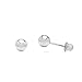 14k White Gold Tiny Ball Stud Earrings with Secure and Comfortable Screw Backs (3mm)