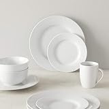 Amazon Basics 16-Piece Dinnerware Set for 4 White Porcelain Microwave Safe view 8