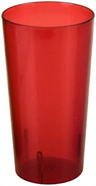 Plastic Tumblers, Shatter Proof Cups, For Restaurant, Lunchroom, Cafeteria, Bar - Pack of 12 (24 oz, Red)