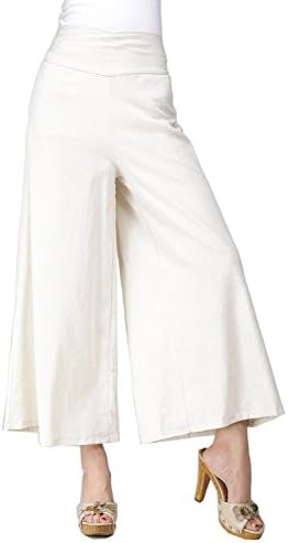 MIEIER Womens Elastic Waisted Embroidery Loose Wide Leg Pants Culottes