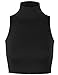 KOGMO Women's Lightweight Fitted Sleeveless Turtleneck Crop Top with Stretch-L-Black