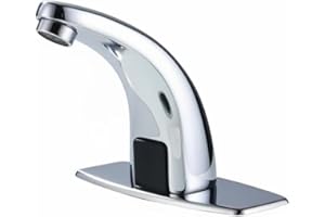 Halo Sanitary Updated H59 Brass Touchless Sensor Faucet for Office, Factory & Commercial with Deck Plate, Chrome Auto Bathroo