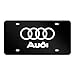 Audi Logo Black Stainless Steel Front License Plate with Screw Caps Cover Set Suit，Applicable to US Standard car License Frame. (Audi)