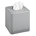 mDesign Metal Square Tissue Box Cover, Modern Facial Paper Holder - Accessories for Bathroom Vanity Countertop, Bedroom Dresser, Night Stand, Desk, Office and End Table - Unity Collection - Gray