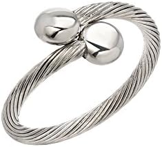 capoSanti Shine ladies' bypass cable ring in stainless steel, size 7
