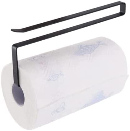 Tinsellns Paper Towel Holder Dispenser Under Cabinet Roll Rack No Drilling Kitchen Storage for Living Room Toilet Cling Film Wrap Aluminium Foil, Black, 26