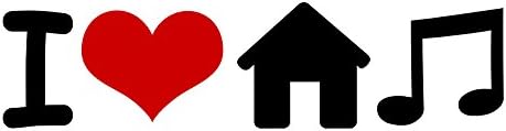 WitnyStore i Love House Music Stickers Heart Decal Vinyl Bumper Cars Mix Club DJ EDM EDC Graphic Wall Locker Notebook Laptop (1.5" W x 5.5" L)