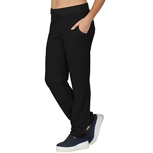 eraa women's cotton premium gym,regular narrow women track pant yoga _black_(x-large)