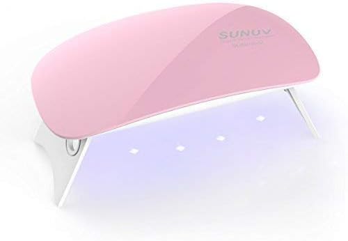 Nail Dryer Curing Lamp, Sunmini 6W LED UV Nail Dryer Curing Lamp Light Portable For Gel Based Polishes Manicure/Pedicure, UV Nail Lamp with 2 Sync Adjustment (45s / 60's) (Pink 6W)
