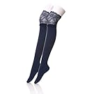 Dosoni Women Girls Lace Sexy Over Knee High Cotton Leg Warmer Stocking Socks (Dark Blue)