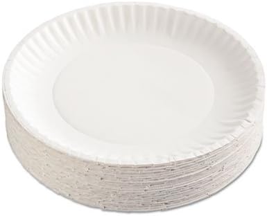 AJM Packaging Corporation Uncoated Paper Plates, 9 Inches, White, Round, 100/Pack