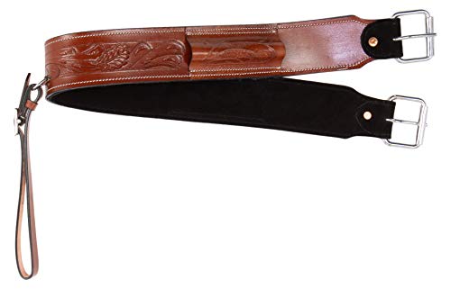 AceRugs Back Cinch for Western Saddles Smooth Leather Black TAN Brown Flank Cinch Rear Girth Bucking Straps (Tan Tooled)