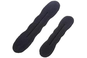 2Pcs 1Large + 1Small Women Hair Styler Magic Foam Sponge Donut Maker Ponytail Bun Tie Barrette Black Practical and profession