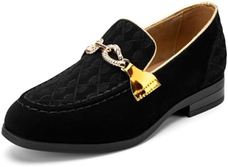 Amazon.com | Shenn Boys' Cute Slip-On Black Suede Leather Loafers