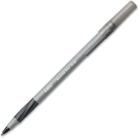 Wholesale CASE of 25 - Bic Round Stick Comfort Grip Ballpoint Pens-Round Stic Pens, Lightweight, Fine Point, 12/BX, Black Ink