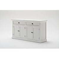 NovaSolo Halifax Pure White Mahogany Wood Sideboard Dining Buffet With Storage And 2 Drawers