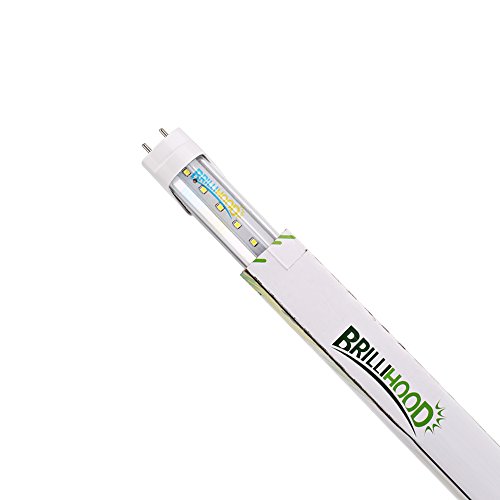 Brillihood T8 LED Shop Light Tube, 4FT, 18w (40W Equivalent), Dual-End Powered, 4000K Natural White, 2000 Lumens, Clear Cover Lens, T8 T10 T12 Fluorescent Bulbs Replacement (10-Pack)