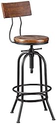 Set of 2-Industrial Bar Stools with Backrest-Swivel