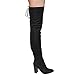 Chase & Chloe EE81 Women's Thigh High Corset Lace Up Stacked High Heel Boots
