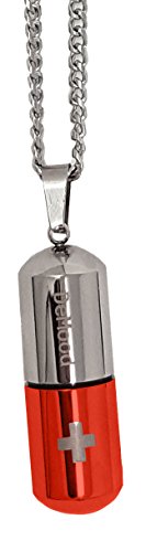 Large Pill Fob Necklace With 26 Chain Keep Emergency Medication