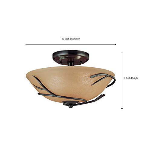 Kenroy Home 90906BRZ Twigs 2-Light Flush Mount, Blackened Bronze Finish